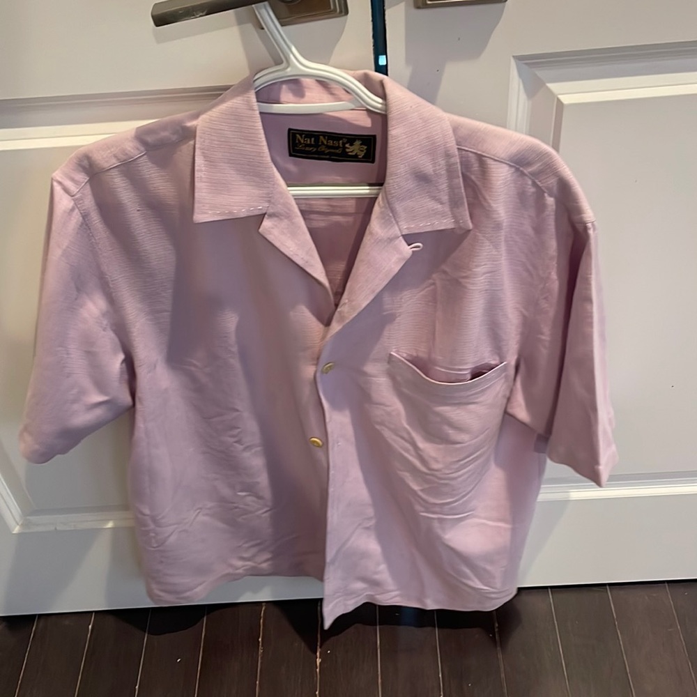 Nat Nast purple bowling shirt